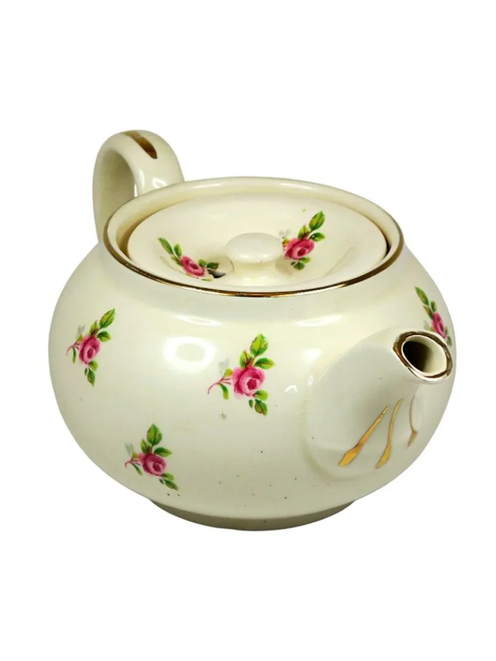 Sampson Bridgwood 14oz Floral Teapot c1950s Roses #42 Mold Made in England